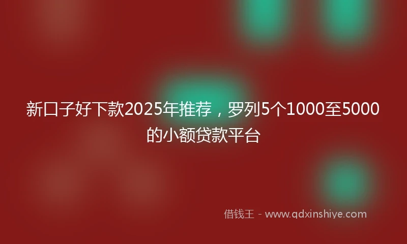 新口子好下款2025年推荐,罗列5个1000至5000的小额贷款平台