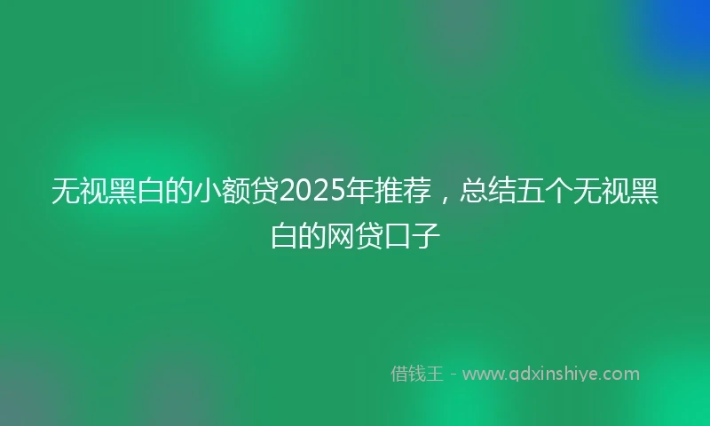 无视黑白的小额贷2025年推荐，总结五个无视黑白的网贷口子
