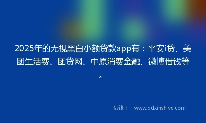 2025年的无视黑白小额贷款app有：平安i贷、美团生活费、团贷网、中原消费金融、微博借钱等。