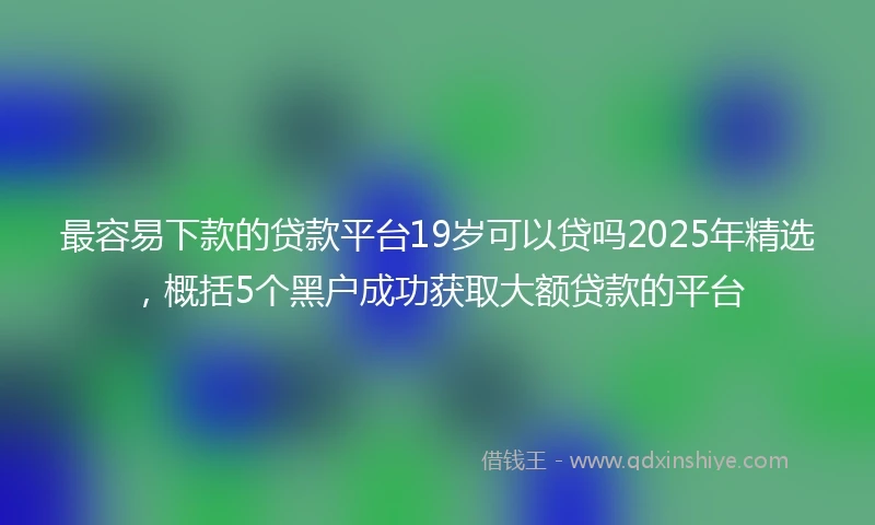 最容易下款的贷款平台19岁可以贷吗2025年精选，概括5个黑户成功获取大额贷款的平台