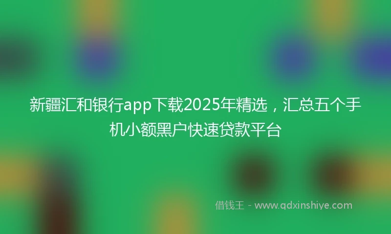 新疆汇和银行app下载2025年精选，汇总五个手机小额黑户快速贷款平台