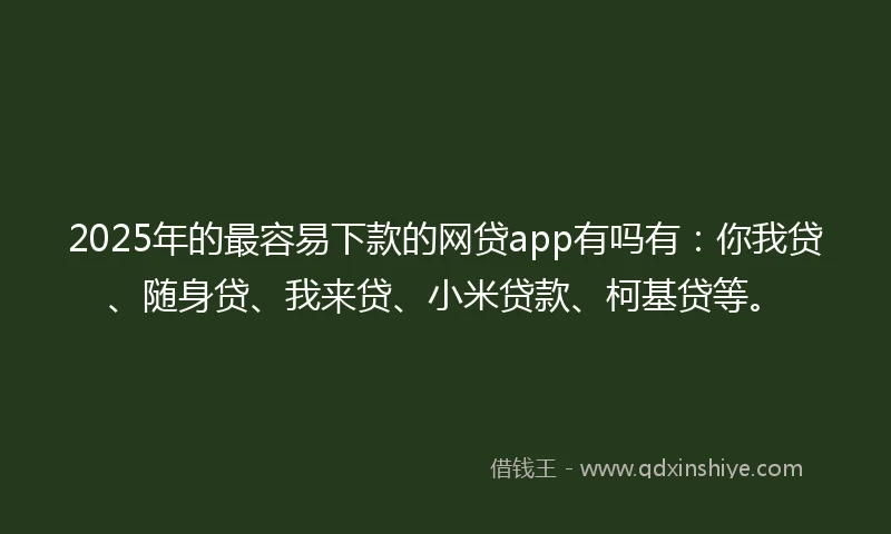 2025年的最容易下款的网贷app有吗有：你我贷、随身贷、我来贷、小米贷款、柯基贷等。