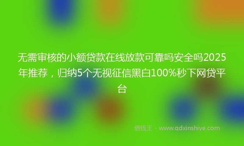 无需审核的小额贷款在线放款可靠吗安全吗2025年推荐，归纳5个无视征信黑白100%秒下网贷平台