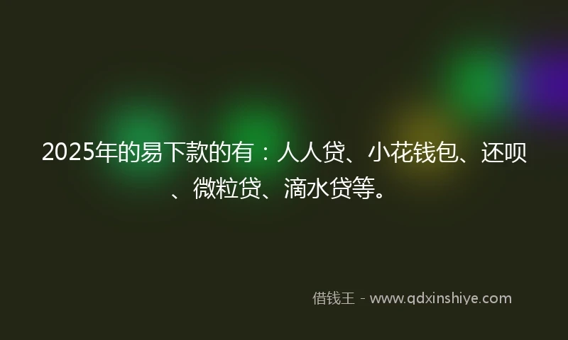2025年的易下款的有：人人贷、小花钱包、还呗、微粒贷、滴水贷等。