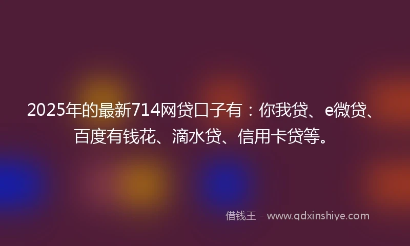 2025年的最新714网贷口子有：你我贷、e微贷、百度有钱花、滴水贷、信用卡贷等。