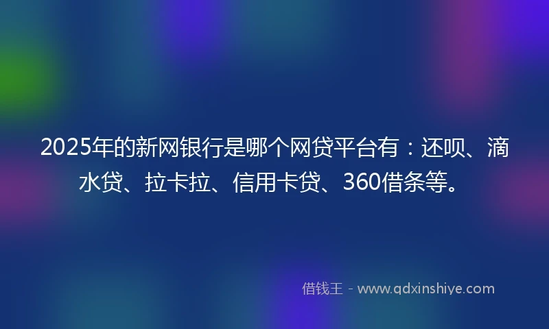 2025年的新网银行是哪个网贷平台有：还呗、滴水贷、拉卡拉、信用卡贷、360借条等。