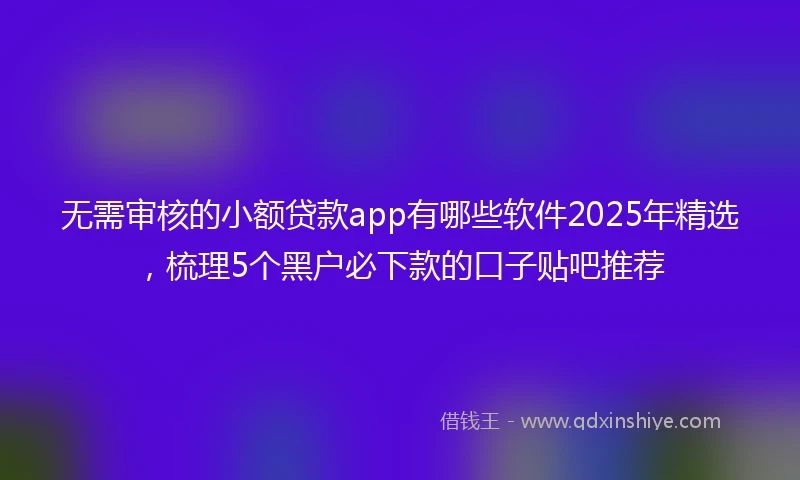无需审核的小额贷款app有哪些软件2025年精选，梳理5个黑户必下款的口子贴吧推荐