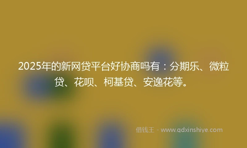 2025年的新网贷平台好协商吗有：分期乐、微粒贷、花呗、柯基贷、安逸花等。