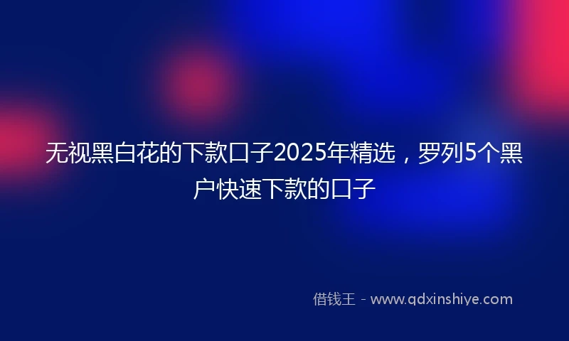 无视黑白花的下款口子2025年精选，罗列5个黑户快速下款的口子
