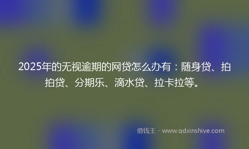 2025年的无视逾期的网贷怎么办有：随身贷、拍拍贷、分期乐、滴水贷、拉卡拉等。