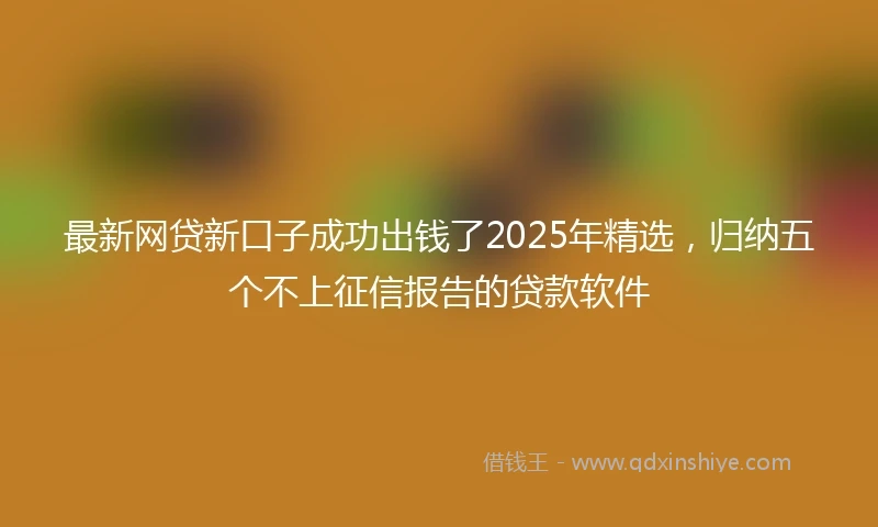 最新网贷新口子成功出钱了2025年精选，归纳五个不上征信报告的贷款软件