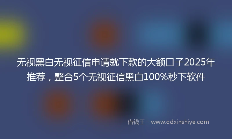 无视黑白无视征信申请就下款的大额口子2025年推荐，整合5个无视征信黑白100%秒下软件