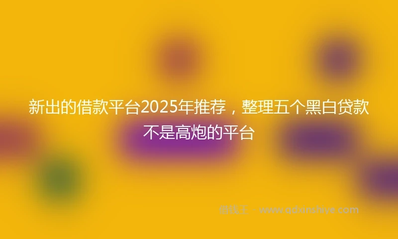新出的借款平台2025年推荐,整理五个黑白贷款不是高炮的平台