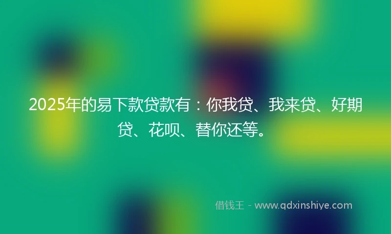 2025年的易下款贷款有：你我贷、我来贷、好期贷、花呗、替你还等。