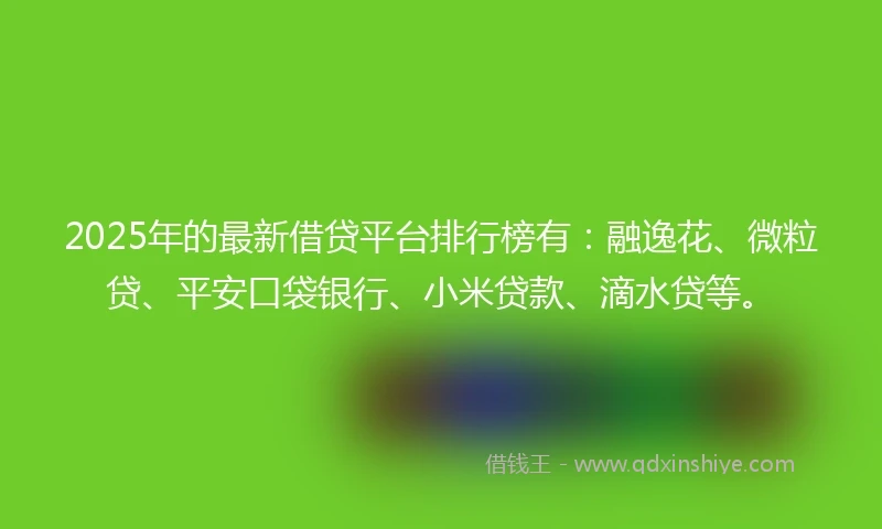2025年的最新借贷平台排行榜有：融逸花、微粒贷、平安口袋银行、小米贷款、滴水贷等。
