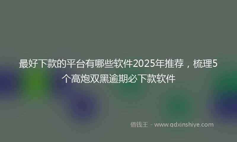 最好下款的平台有哪些软件2025年推荐，梳理5个高炮双黑逾期必下款软件