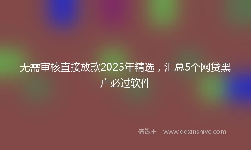 无需审核直接放款2025年精选，汇总5个网贷黑户必过软件