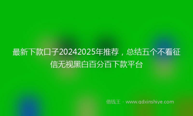 最新下款口子20242025年推荐,总结五个不看征信无视黑白百分百下款平台