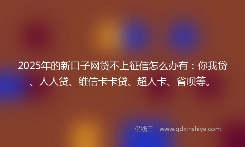 2025年的新口子网贷不上征信怎么办有：你我贷、人人贷、维信卡卡贷、超人卡、省呗等。