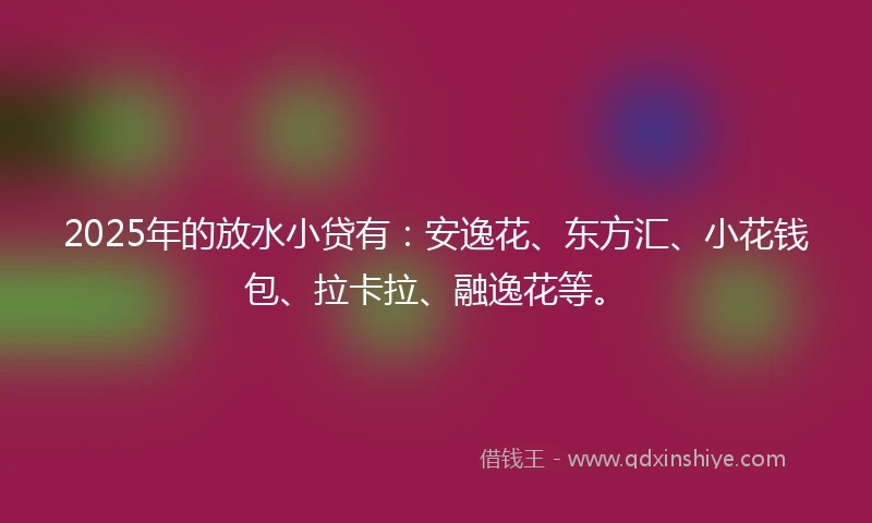 2025年的放水小贷有：安逸花、东方汇、小花钱包、拉卡拉、融逸花等。