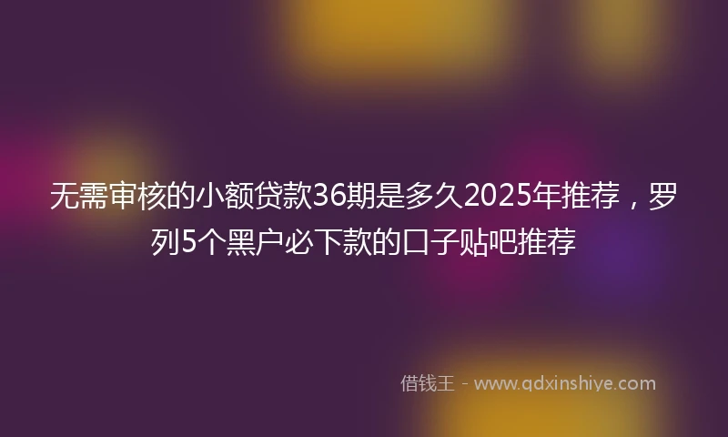无需审核的小额贷款36期是多久2025年推荐，罗列5个黑户必下款的口子贴吧推荐