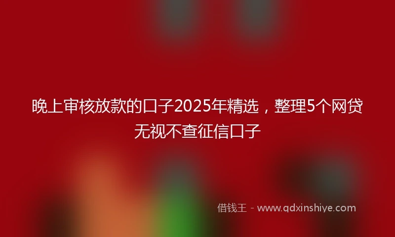 晚上审核放款的口子2025年精选，整理5个网贷无视不查征信口子