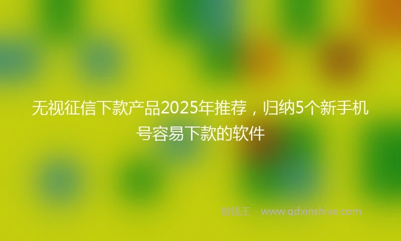 无视征信下款产品2025年推荐，归纳5个新手机号容易下款的软件