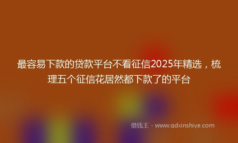 最容易下款的贷款平台不看征信2025年精选，梳理五个征信花居然都下款了的平台