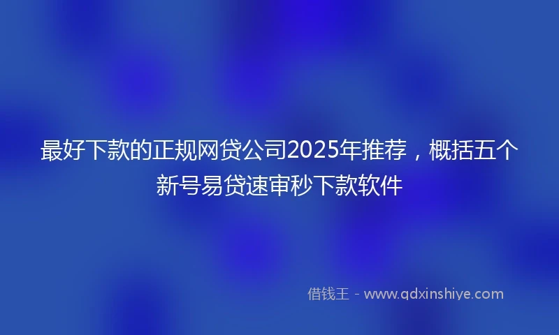 最好下款的正规网贷公司2025年推荐，概括五个新号易贷速审秒下款软件