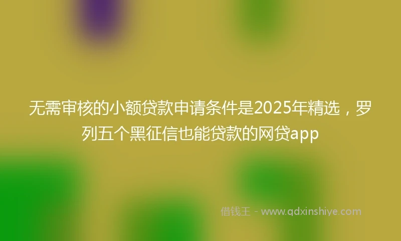 无需审核的小额贷款申请条件是2025年精选，罗列五个黑征信也能贷款的网贷app
