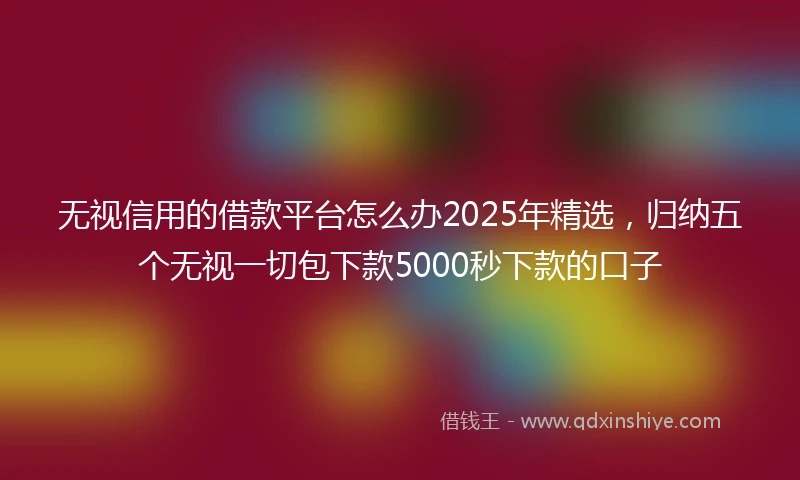 无视信用的借款平台怎么办2025年精选，归纳五个无视一切包下款5000秒下款的口子
