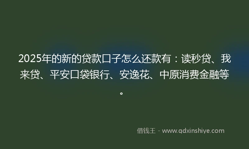 2025年的新的贷款口子怎么还款有:读秒贷、我来贷、平安口袋银行、安逸花、中原消费金融等。