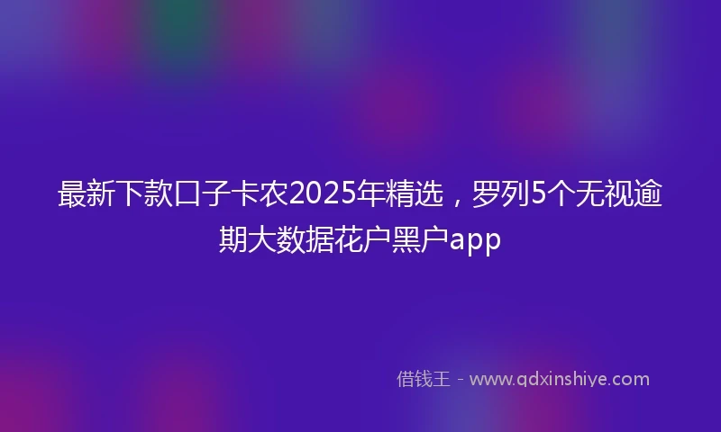 最新下款口子卡农2025年精选，罗列5个无视逾期大数据花户黑户app