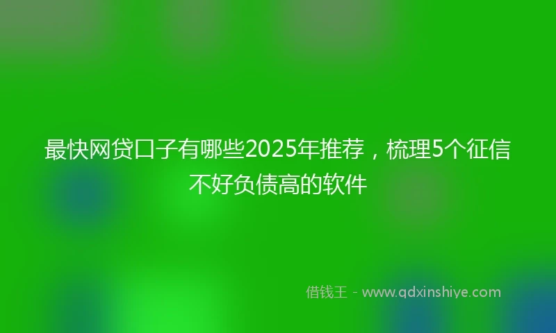 最快网贷口子有哪些2025年推荐，梳理5个征信不好负债高的软件
