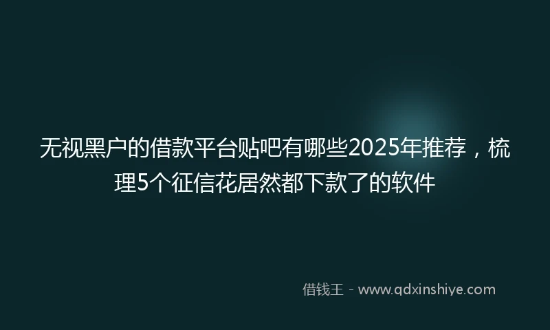无视黑户的借款平台贴吧有哪些2025年推荐，梳理5个征信花居然都下款了的软件