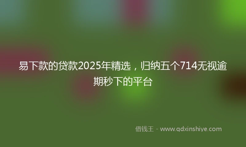 易下款的贷款2025年精选，归纳五个714无视逾期秒下的平台