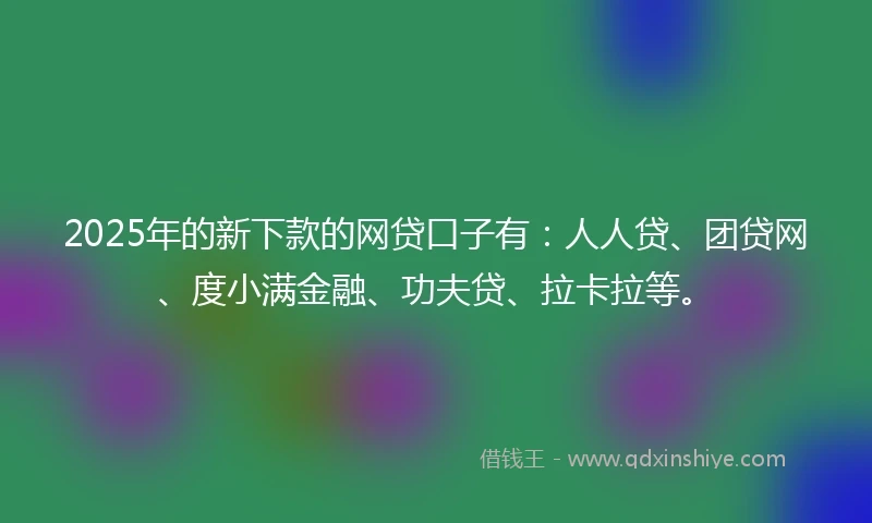 2025年的新下款的网贷口子有：人人贷、团贷网、度小满金融、功夫贷、拉卡拉等。