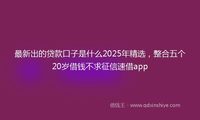最新出的贷款口子是什么2025年精选，整合五个20岁借钱不求征信速借app