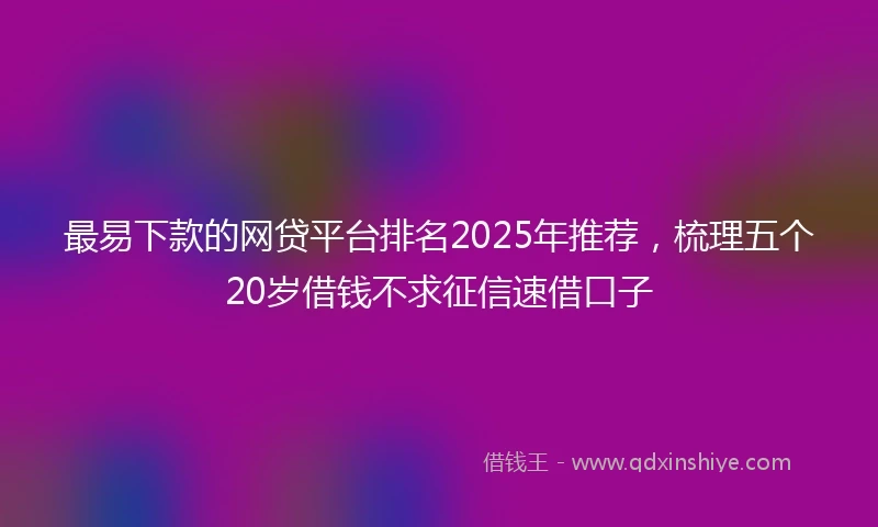 最易下款的网贷平台排名2025年推荐,梳理五个20岁借钱不求征信速借口子