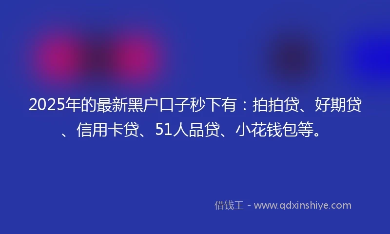 2025年的最新黑户口子秒下有：拍拍贷、好期贷、信用卡贷、51人品贷、小花钱包等。