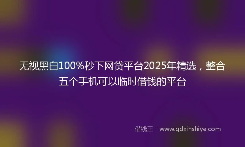 无视黑白100%秒下网贷平台2025年精选，整合五个手机可以临时借钱的平台