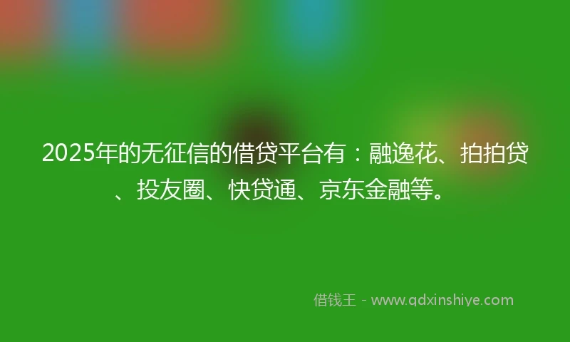2025年的无征信的借贷平台有：融逸花、拍拍贷、投友圈、快贷通、京东金融等。