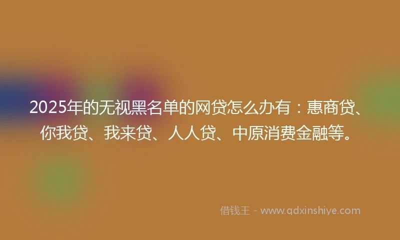 2025年的无视黑名单的网贷怎么办有：惠商贷、你我贷、我来贷、人人贷、中原消费金融等。