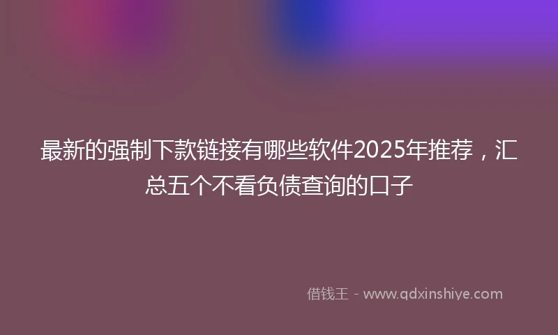 最新的强制下款链接有哪些软件2025年推荐，汇总五个不看负债查询的口子