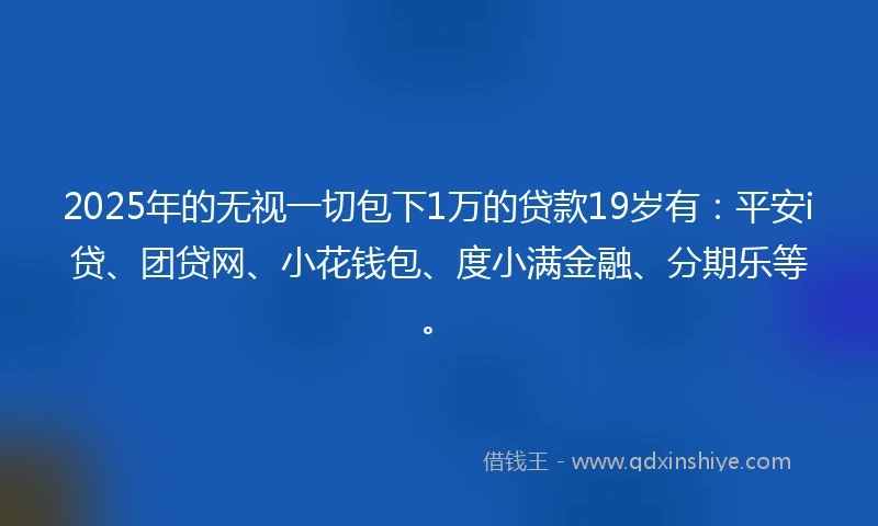2025年的无视一切包下1万的贷款19岁有：平安i贷、团贷网、小花钱包、度小满金融、分期乐等。
