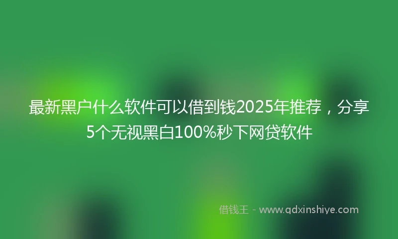 最新黑户什么软件可以借到钱2025年推荐，分享5个无视黑白100%秒下网贷软件