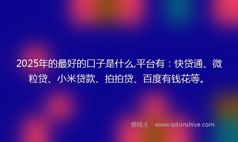 2025年的最好的口子是什么,平台有：快贷通、微粒贷、小米贷款、拍拍贷、百度有钱花等。