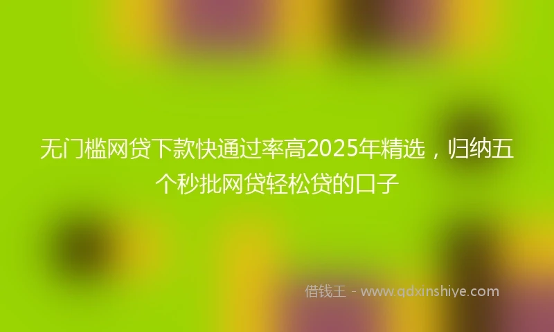 无门槛网贷下款快通过率高2025年精选，归纳五个秒批网贷轻松贷的口子