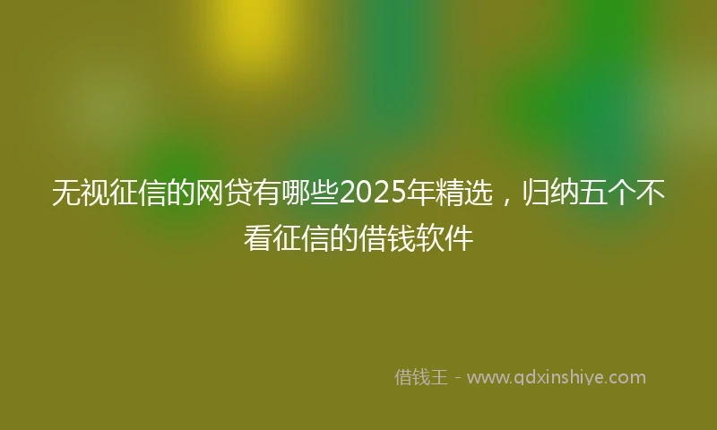 无视征信的网贷有哪些2025年精选，归纳五个不看征信的借钱软件