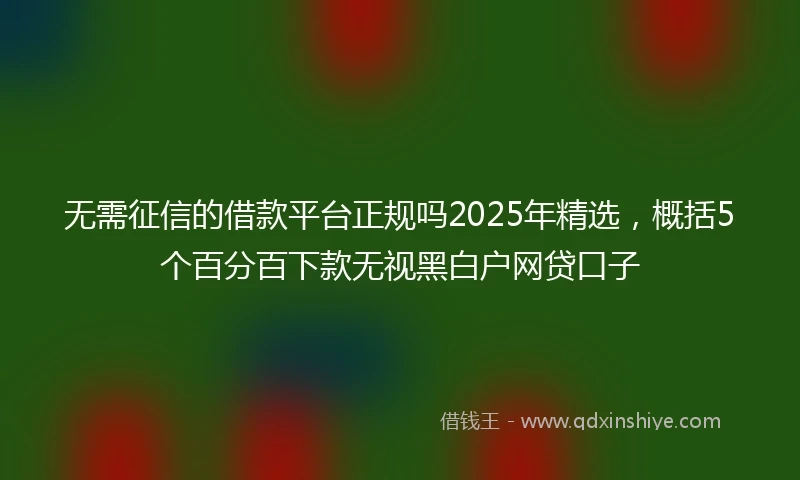 无需征信的借款平台正规吗2025年精选，概括5个百分百下款无视黑白户网贷口子